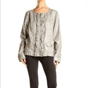 Lane Bryant Gray Silver Ruffle Womens Plus 16 Jacket
